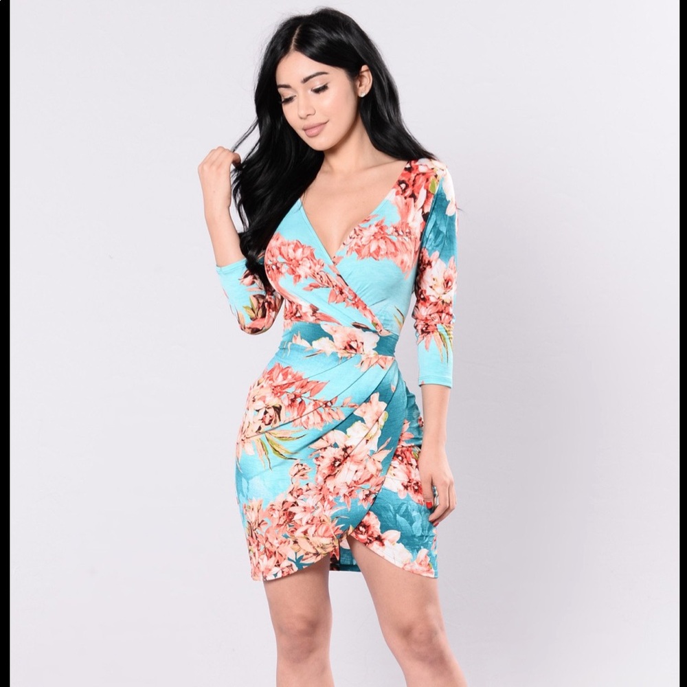 Faux Wrap Floral Dress